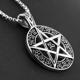 Punk Pendant Necklaces Pentagram Shape Charms Stainless Steel Chain