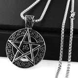 Punk Pendant Necklaces Pentagram Shape Charms Stainless Steel Chain