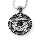 Punk Pendant Necklaces Pentagram Shape Charms Stainless Steel Chain