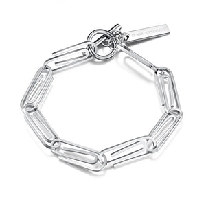 Punk Pin Men's Bracelet Stainless Steel Clasp Paper Clips