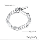 Punk Pin Men's Bracelet Stainless Steel Clasp Paper Clips