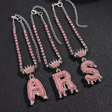 Punk Pink Rhinestone Letter Initial Anklets Crystal Chain Anklet Bracelet