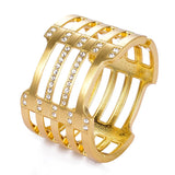 Gold-color Rhodium Cuff Bracelets with Rhinestone