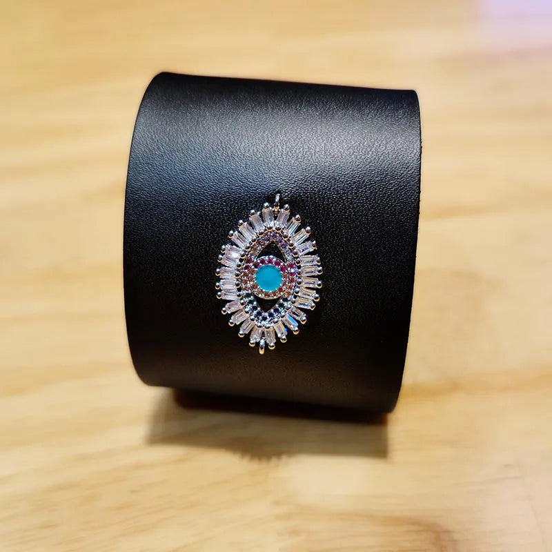 Punk Evil Eye Leather Bracelet Women Wrap Style Jewelry