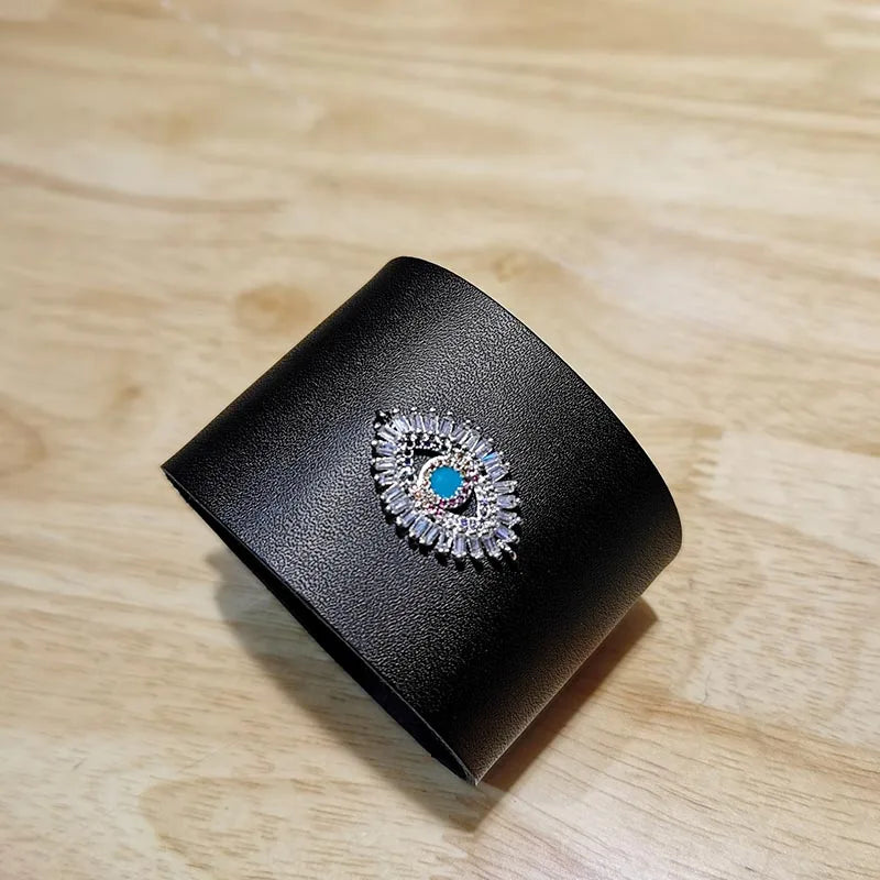 Punk Evil Eye Leather Bracelet Women Wrap Style Jewelry