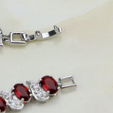 Punk Red Stones CZ 925 Silver Bracelet for Women