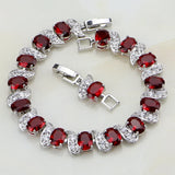 Punk Red Stones CZ 925 Silver Bracelet for Women