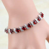 Punk Red Stones CZ 925 Silver Bracelet for Women