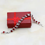 Punk Red Stones CZ 925 Silver Bracelet for Women