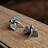 925 Sterling Silver Dinosaur Stud Earrings Retro Punk Vintage Animal Jewelry