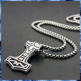 Punk Retro Stainless Steel Thor's Hammer Pendant Biker's Necklace