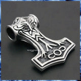 Punk Retro Stainless Steel Thor's Hammer Pendant Biker's Necklace