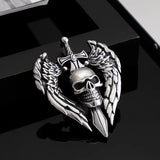 Punk Retro Skull Sword Wings Pendant Domineer Men Titanium Steel Jewelry