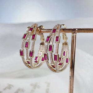 Punk Rhinestone Round Earrings Crystal Hoop Girl Party Jewelry
