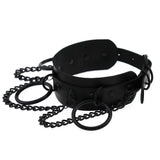 Punk Ring Chain Leather Collar Choker Necklace for Women
