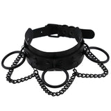 Punk Ring Chain Leather Collar Choker Necklace for Women