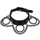 Punk Ring Chain Leather Collar Choker Necklace for Women