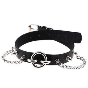 Punk Chain Rivet Spike Leather Collar Sexy Choker Necklace