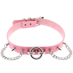 Punk Chain Rivet Spike Leather Collar Sexy Choker Necklace