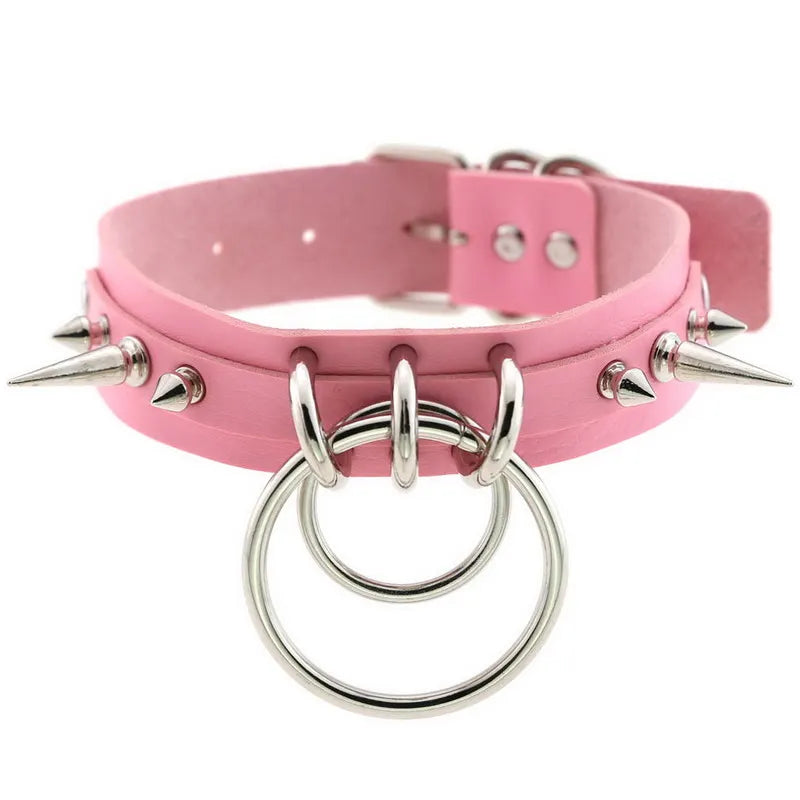 Punk Rivet Chain Leather Collar Choker for Women