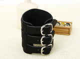 Punk Rock Leather Bracelet Cuff Charm Buckle Bangle Wristband