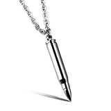 Punk Rock Bullet Pendant Necklace Men Women Stainless Steel