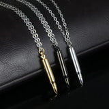 Punk Rock Bullet Pendant Necklace Men Women Stainless Steel