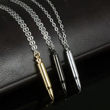 Punk Rock Bullet Pendant Necklace Men Women Stainless Steel