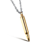 Punk Rock Bullet Pendant Necklace Men Women Stainless Steel