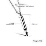 Punk Rock Bullet Pendant Necklace Men Women Stainless Steel