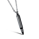 Punk Rock Bullet Pendant Necklace Men Women Stainless Steel