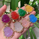 Punk Rock Crystal Pendant Maitreya Buddha Jewelry