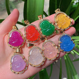 Punk Rock Crystal Pendant Maitreya Buddha Jewelry