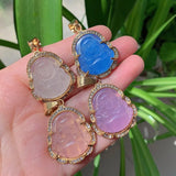 Punk Rock Crystal Pendant Maitreya Buddha Jewelry