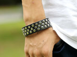 Punk Rock Rivets Bracelet Wide Leather Cuff Bangle