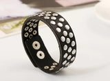 Punk Rock Rivets Bracelet Wide Leather Cuff Bangle