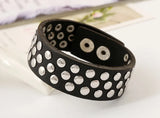 Punk Rock Rivets Bracelet Wide Leather Cuff Bangle