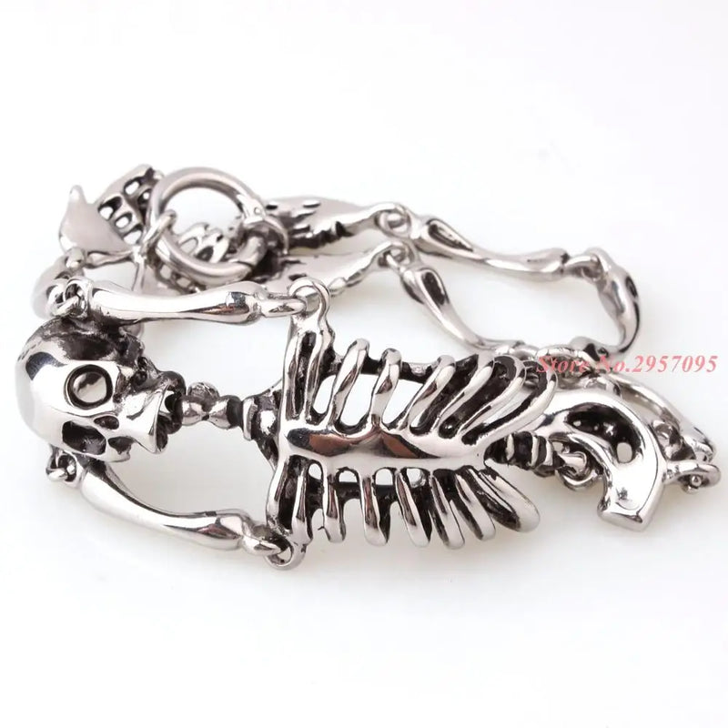 Punk Rock Gothic Stainless Steel Body Skull Bracelet For Men