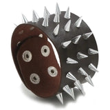Gothic Punk Leather Bracelet with Studs and Spikes