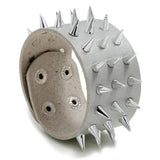 Gothic Punk Leather Bracelet with Studs and Spikes