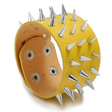 Gothic Punk Leather Bracelet with Studs and Spikes