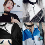 Punk Rock Gothic Choker Goth Collar Necklace Leash