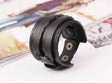 Vintage Wide Leather Bangles Men Thick Brown Cowhide Wristband Cuff