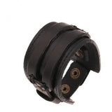 Vintage Wide Leather Bangles Men Thick Brown Cowhide Wristband Cuff