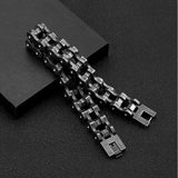 Punk Rock Locomotive Bracelet Men Bicycle Chain Stainless Steel