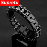 Punk Rock Locomotive Bracelet Men Bicycle Chain Stainless Steel