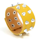 Wide Leather Bracelet Cuff Bangle Biker Wristband Wrap