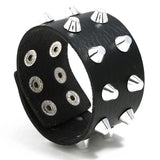 Wide Leather Bracelet Cuff Bangle Biker Wristband Wrap
