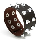 Wide Leather Bracelet Cuff Bangle Biker Wristband Wrap