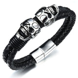 Punk Rock Men's Leather Bracelet Gothic Skull Cuff Bangle